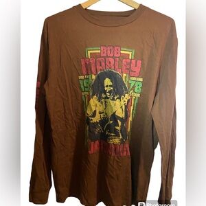 Zion roots wear brown long sleeve tshirt bob Marley cotton graphic print medium
